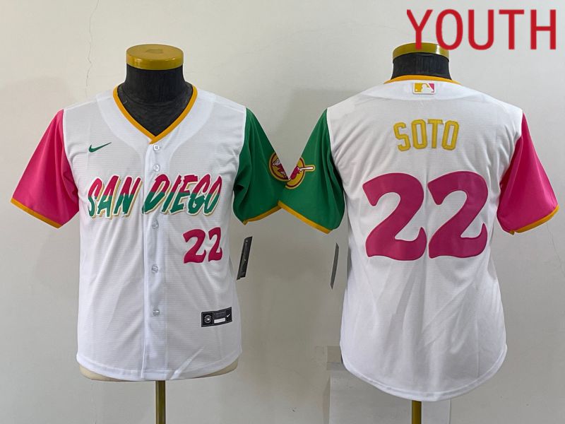 Youth San Diego Padres 22 Soto White City Edition Game Nike 2022 MLB Jersey
